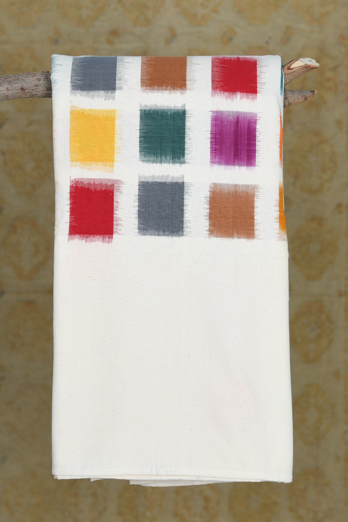 Multicolor Checks Printed Cotton Double Bedspread