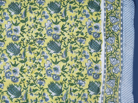 Allover Floral Design Pastel Green  Single Cotton Quilt