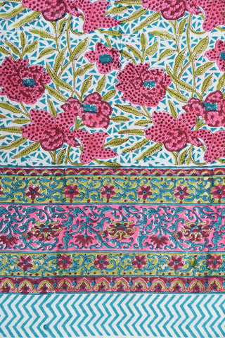 Multicolor Floral Printed Cotton Double Bedspread