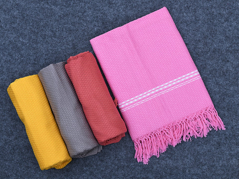 Set Of 4 Multicolor Plain Cotton Towels