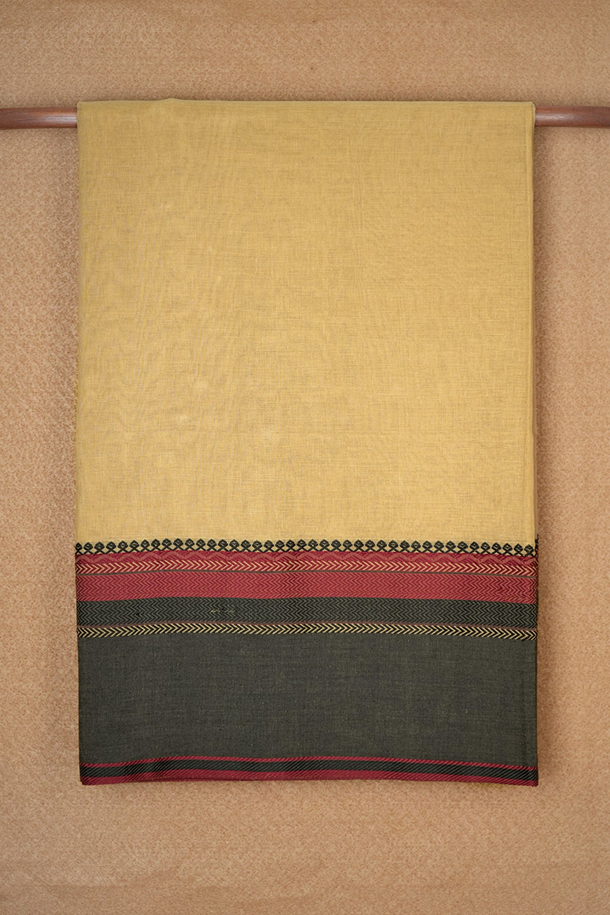 Multicolor Threadwork Border Tan Bengal Cotton Saree
