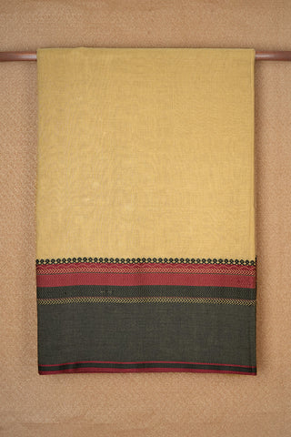 Multicolor Threadwork Border Tan Bengal Cotton Saree