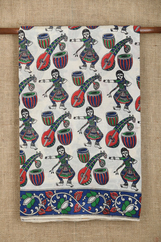 Musical Instruments Design Multicolor Kalamkari Printed Silk Saree