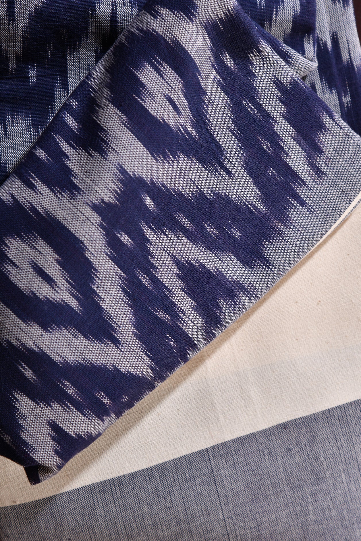 Navy Blue Cotton Ikat Single Bedsheet
