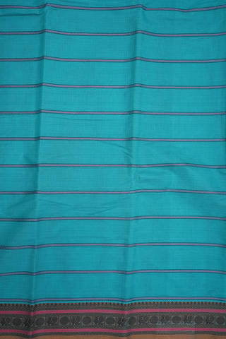 Neli Threadwork Design Sea Blue Chettinadu Cotton Saree