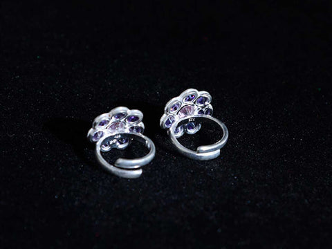 Pair Of Pure Silver Zircon Stone With Culture Design Toe Ring