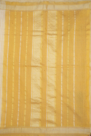 Kantha Work Off White And Yellow Kanchipuram Silk Saree