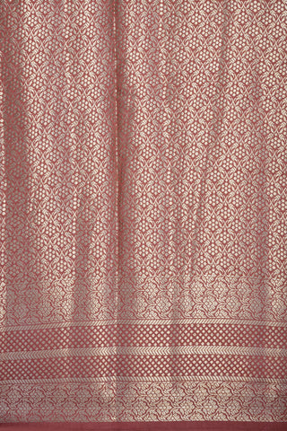 Ogee Floral Design Dusty Pink Raw Silk Saree