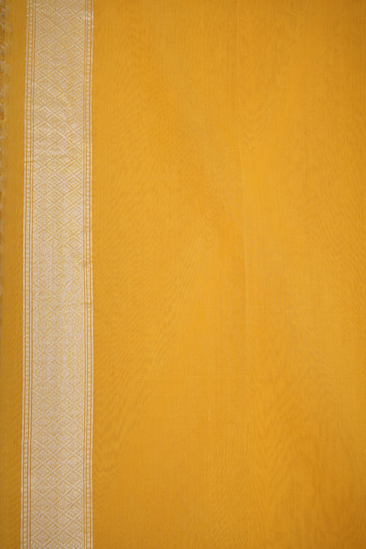 Ogee Floral Design Yellow Banarasi Cotton Saree