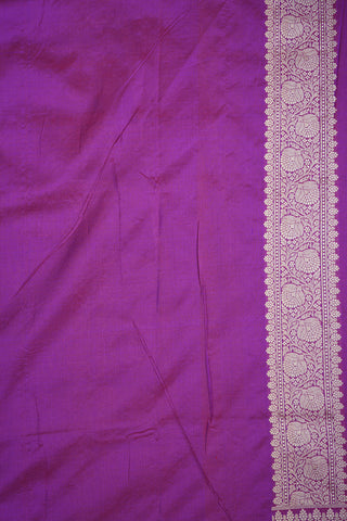 Ogee Pattern And Buttas Purple Banaras Silk Saree