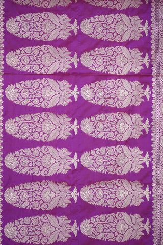 Ogee Pattern And Buttas Purple Banaras Silk Saree
