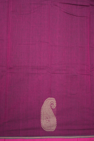 Ogee Pattern With Paisley Motifs Purple Kanchi Cotton Saree
