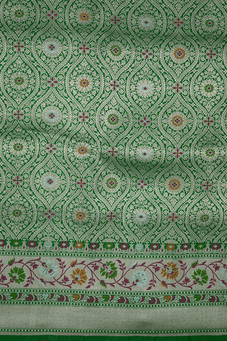 Ogee Zari Design Green Banarasi Silk Saree