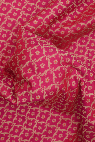 Ogee Zari Design Rose Red Banarasi Silk Saree