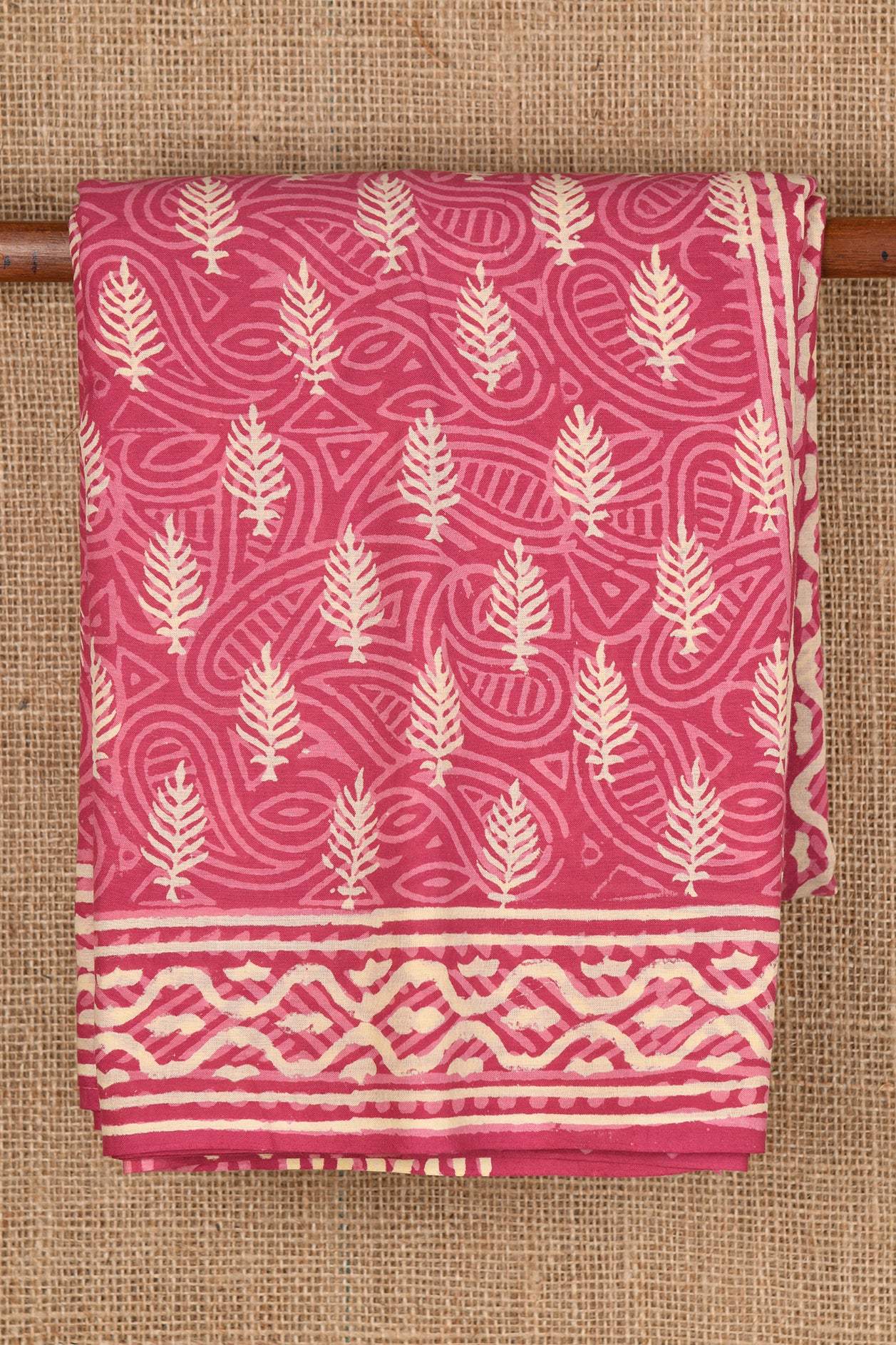 Onion Pink Paisley Design Jaipur Cotton Saree