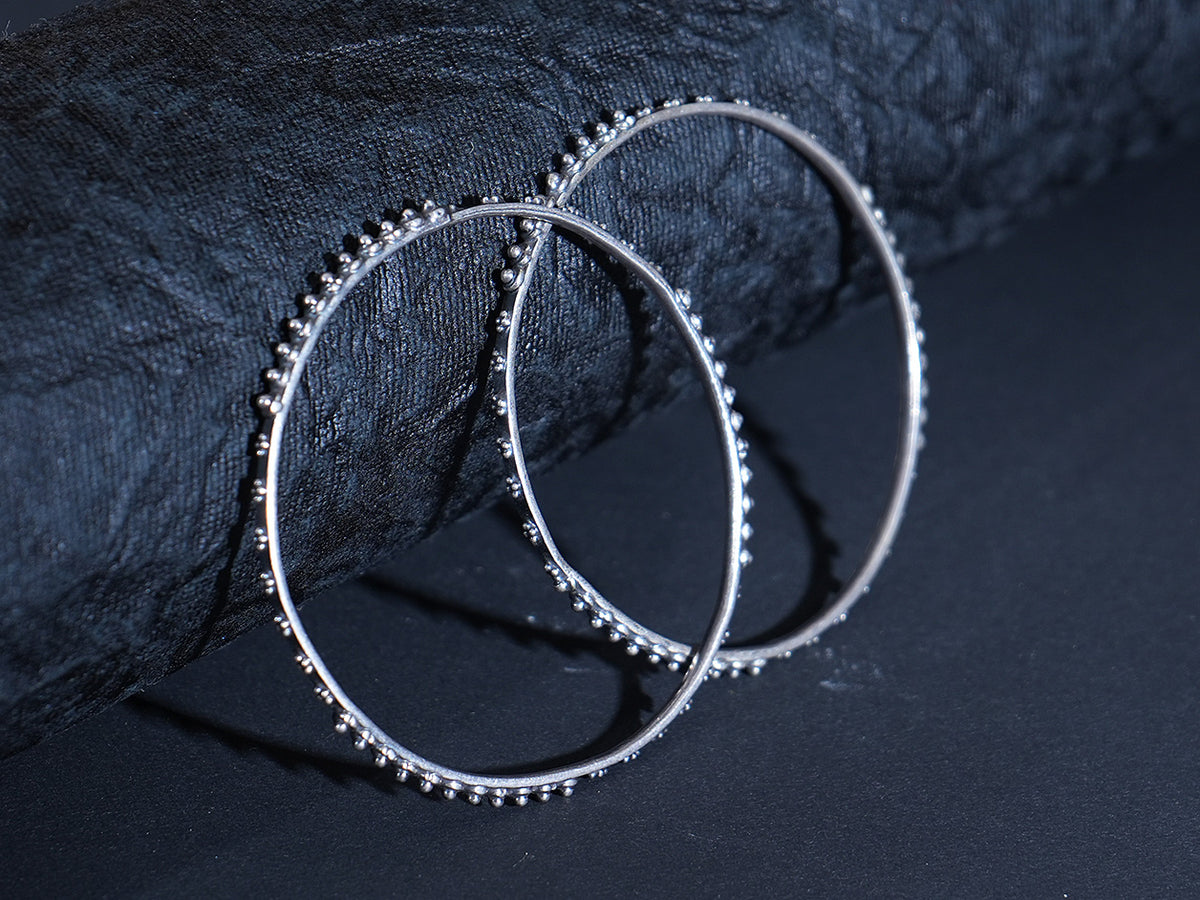 Pure Silver With Oxidise Finishing Light Weight Bangles