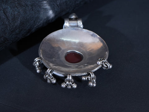 Pure Silver With Oxidise Finishing Carnelian Stone Pendant