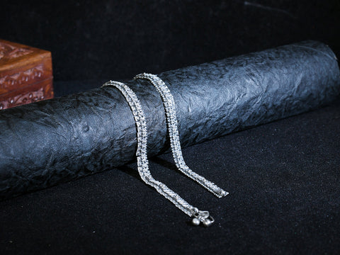 Oxidized Pure Silver Anklets