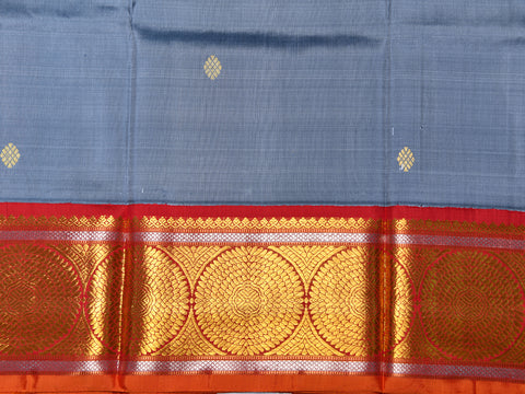 Zari Butta Grey Kanchipuram Silk Pavadai Sattai Material