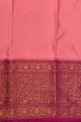 Pink Twill Weave Satin Finish Big Border Silk Saree With Ikat Blouse