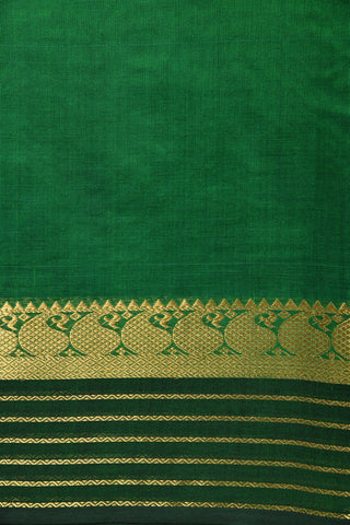 Paisley Border Design Bottle Green Silk Cotton Saree