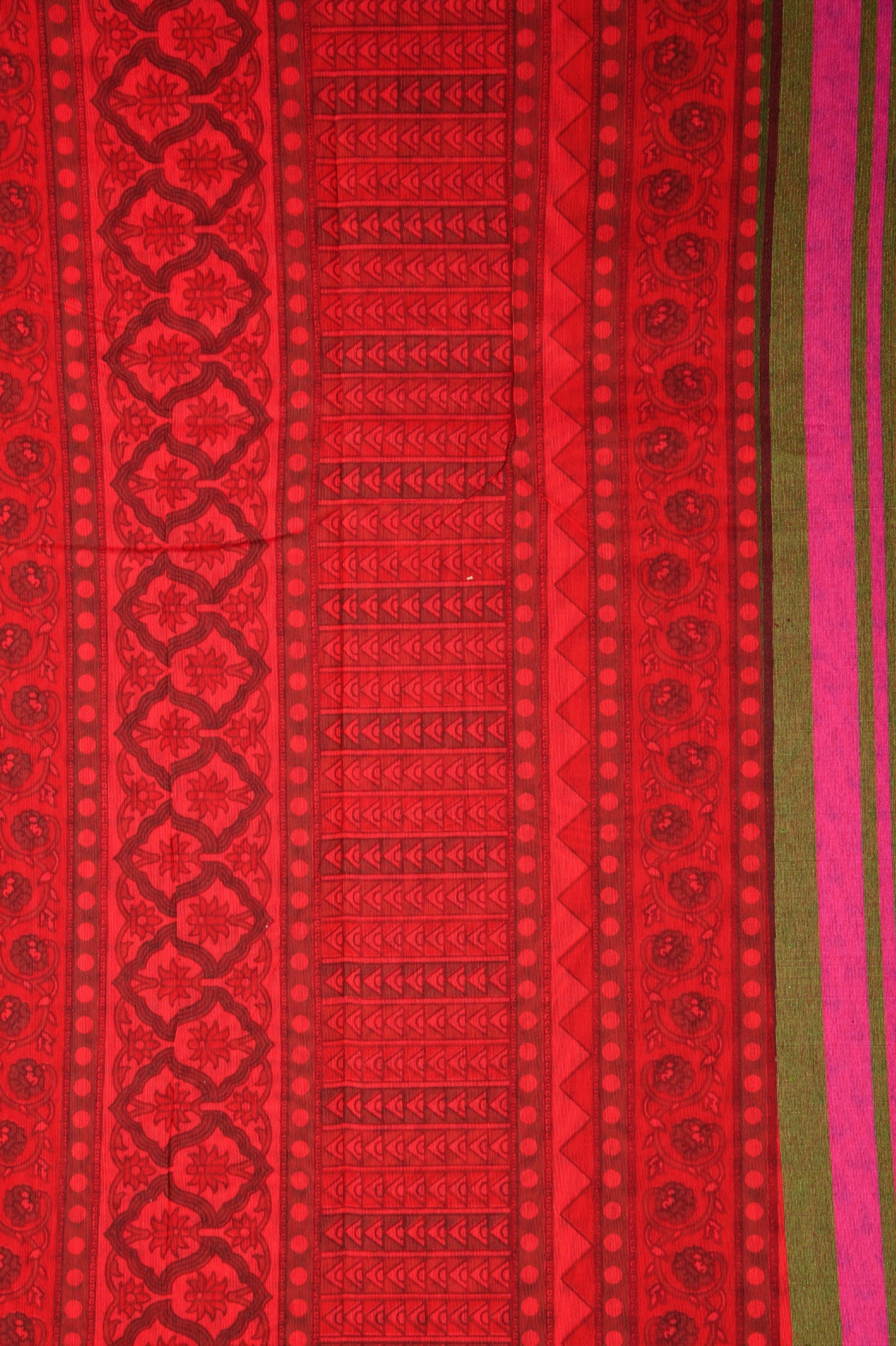 Paisley Border Design Red Chanderi Cotton Saree