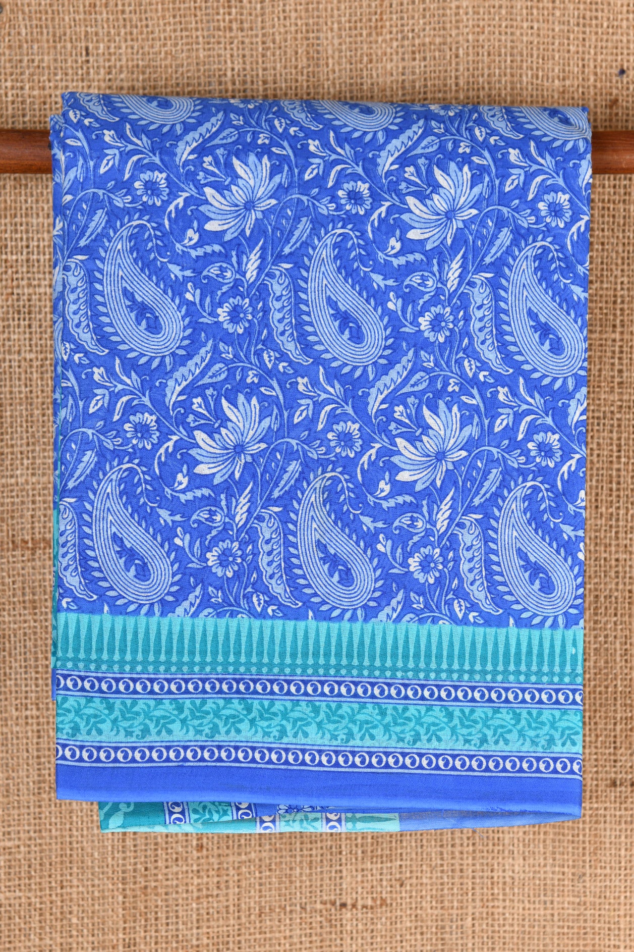 Paisley Design Blue Ahmedabad Cotton Saree