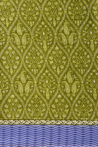 Paisley Design Sap Green Ahmedabad Cotton Saree