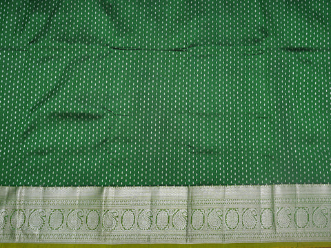 Paisley Floral Zari Border Emerald Green Pavadai Sattai Material