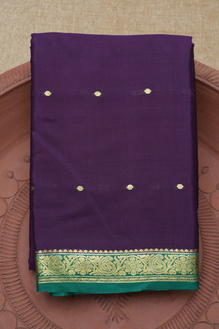 Paisley And Floral Zari Border Purple Mysore Silk Saree