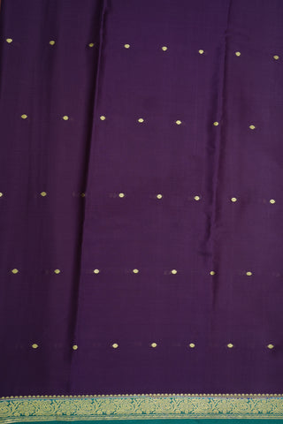 Paisley And Floral Zari Border Purple Mysore Silk Saree