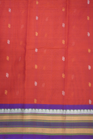 Paisley And Floral Zari Motifs Scarlet Red Gadwal Silk Cotton Saree