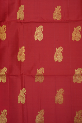 Paisley And Peacock Buttas Chilli Red Soft Silk Saree