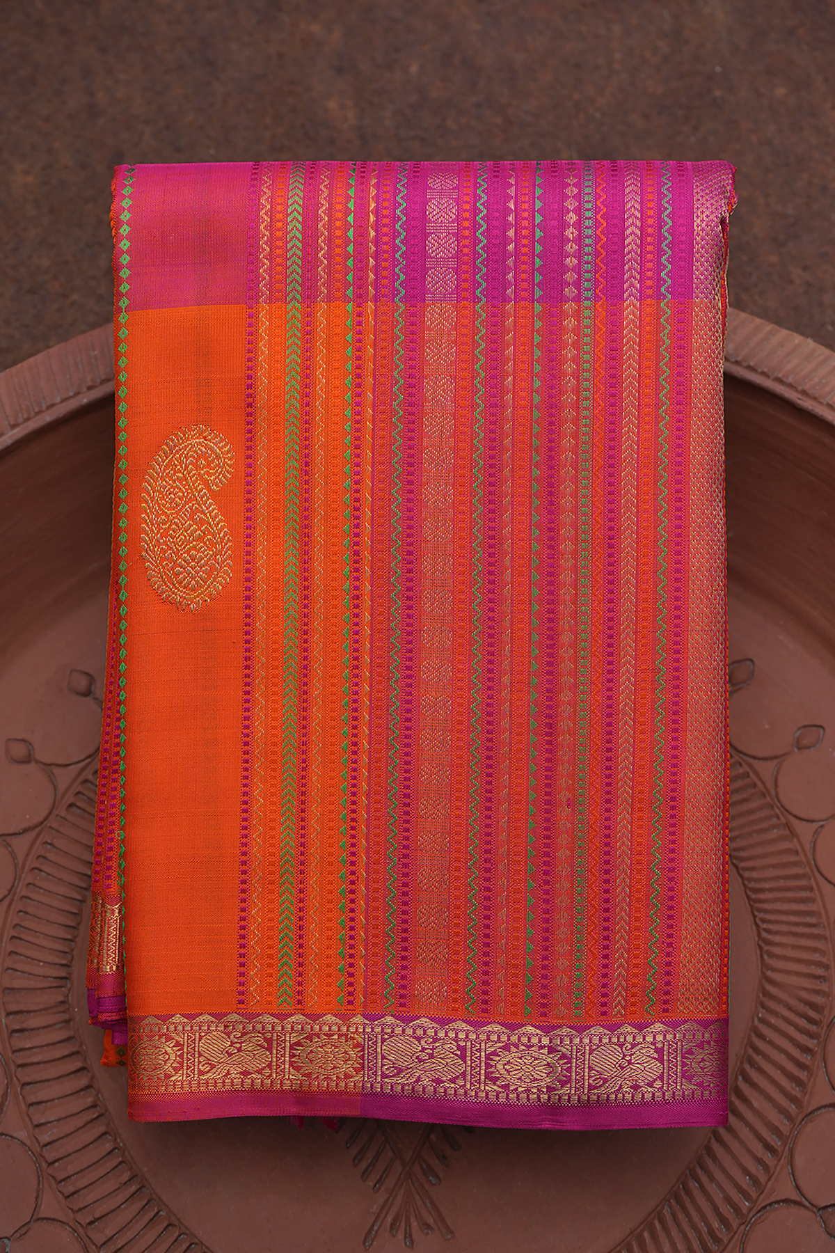 Threadwork Design Multicolor Kanchipuram Silk Saree