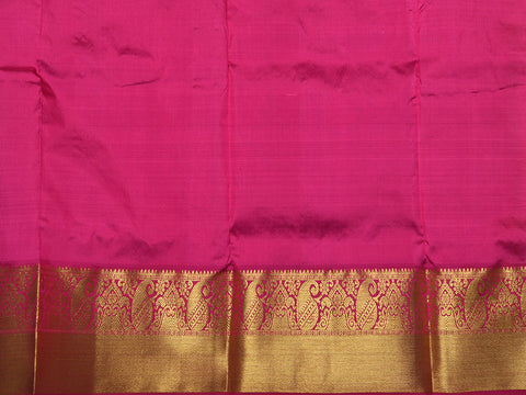 Paisley Border In Brocade Deep Yellow Kanchipuram Silk Unstitched Pavadai Sattai Material