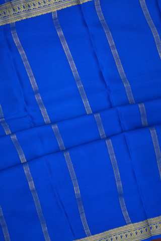 Paisley Border Plain Cerulean Blue Mysore Silk Saree