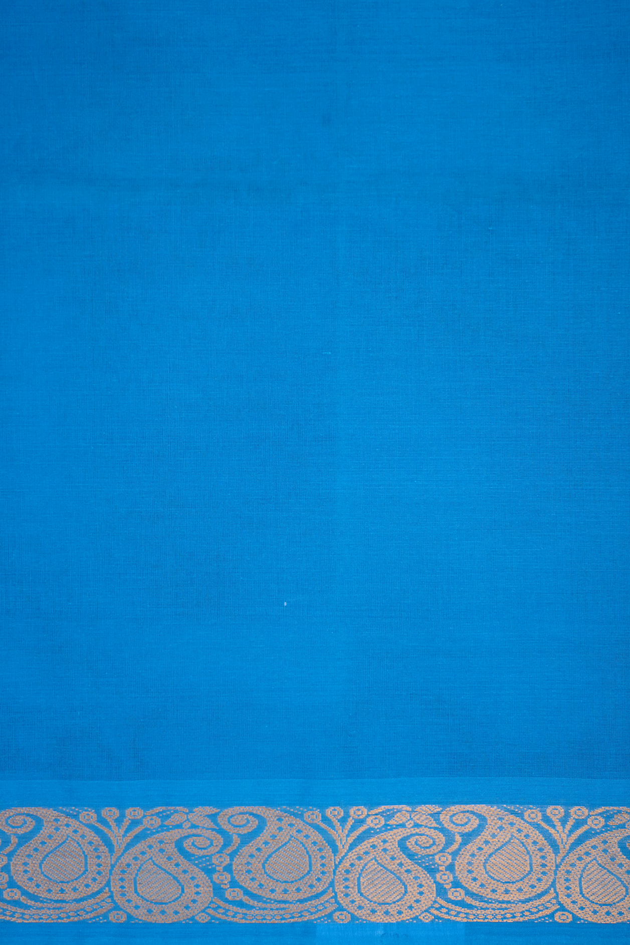 Paisley Border Plain Cerulean Blue Venkatagiri Cotton Saree