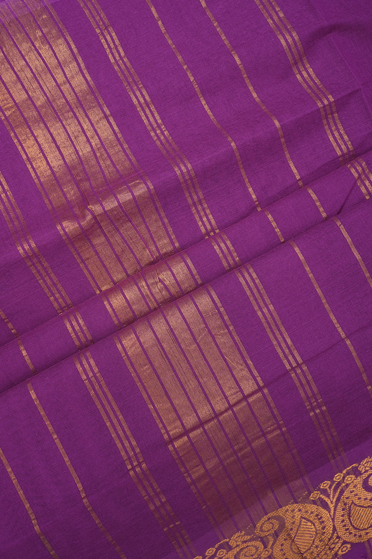 Paisley Border Plain Grape Purple Venkatagiri Cotton Saree