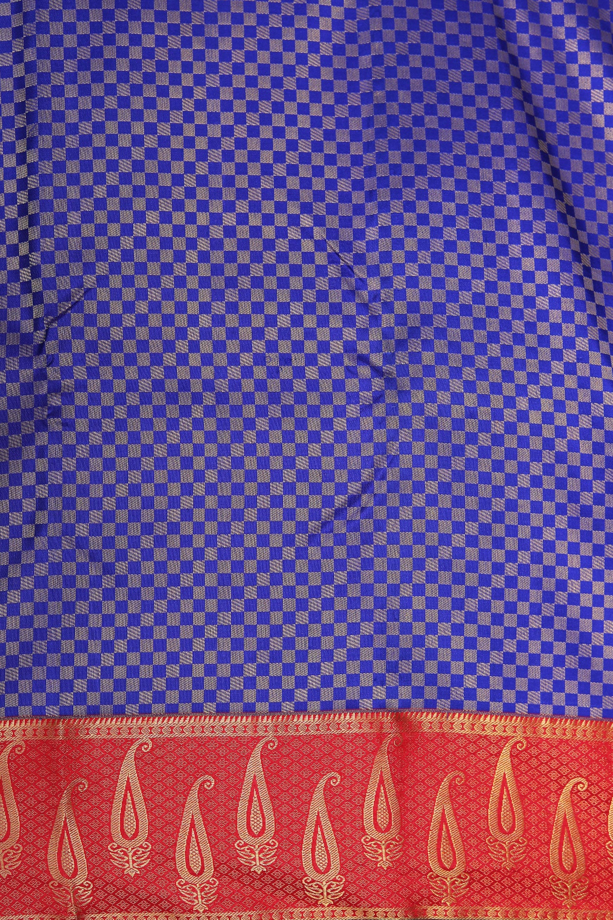 Paisley Border With Paimadi Kattam Cobalt Blue Kanchipuram Silk Saree