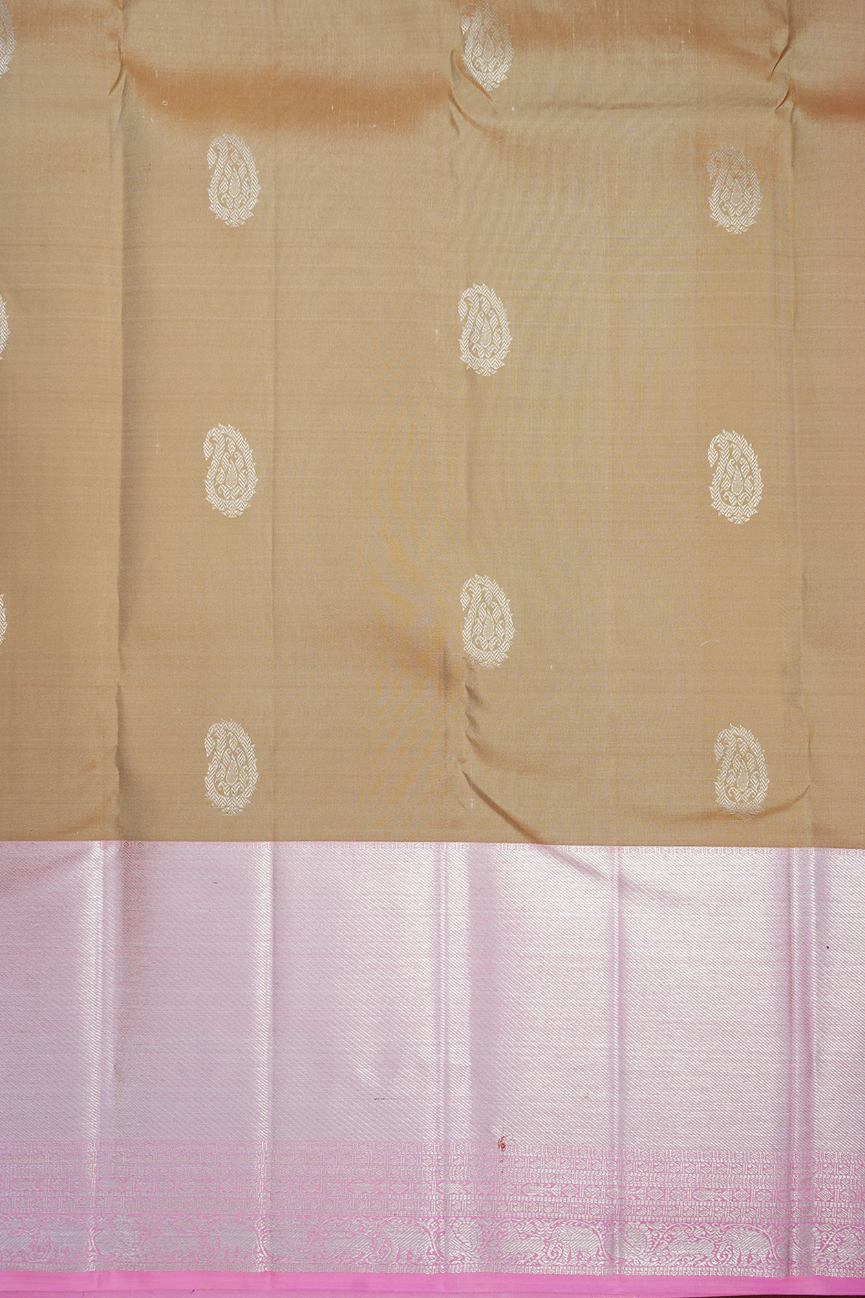 Paisley Buttas Khaki Brown Kanchipuram Silk Saree