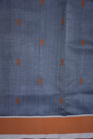 Paisley Buttas Stone Blue Traditional Silk Cotton Saree