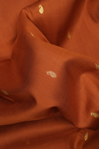 Paisley Buttis Rust Orange Kanchipuram Silk Saree