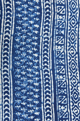 Paisley Design Bagru Printed Indigo Blue Hyderabad Cotton Saree