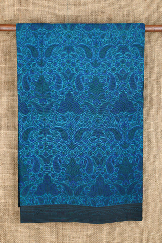 Paisley Design Cerulean Blue Printed Ahmedabad Cotton Saree