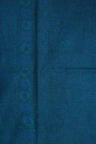 Paisley Design Cerulean Blue Printed Ahmedabad Cotton Saree