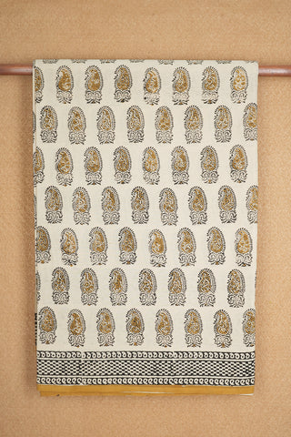 Paisley Design Ivory Jaipur Cotton Saree