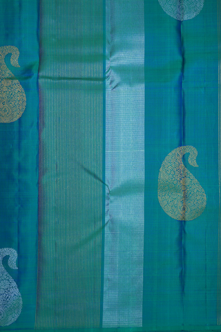 Paisley Zari Design Peacock Green Kanchipuram Silk Saree