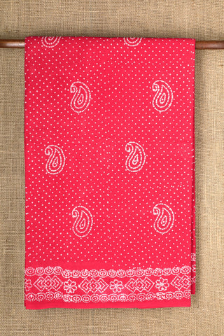 Paisley Design Rani Pink Sungudi Cotton Saree