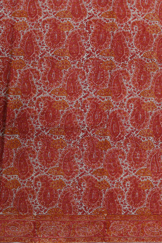 Paisley Design Red Printed Silk Saree