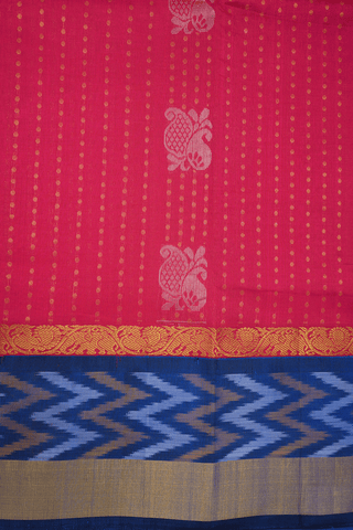 Paisley Floral Buttas Blush Red Traditional Silk Cotton Saree